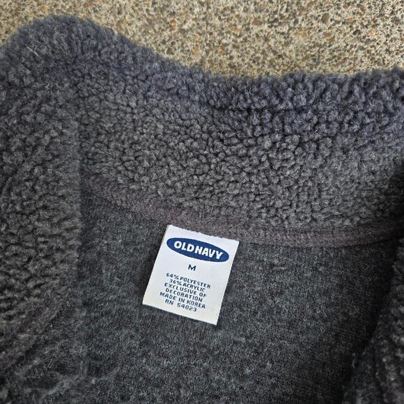 Vtg Y2k OLD NAVY Colorblock Stripe Deep Pile Fleece 1/4 Zip Sweatshirt Med - Picture 4 of 6